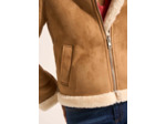Veste courte en faux suède doublé fausse fourrure