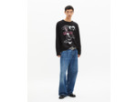 T-shirt manches longues avec sérigraphie noir black washed