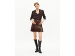 Jupe courte plissée en cuir marron brown