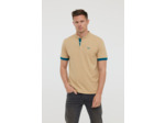 Polo piqué, col mao, manches courtes avec détails contrastés, broderie Lee Cooper poitrine
