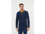 Polo manches longues détails col et poignet zip et broderie poitrine contrastée