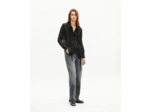 Chemise avec volants en soie noire black