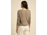 Tee-shirt col V et manches 3/4 en voile de laine
