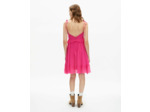 Robe courte a manches courte crinckle fushia