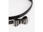 Ceinture fine avec noeud en cuir noire black
