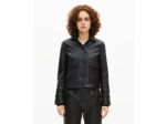 Blouson court en cuir noir black