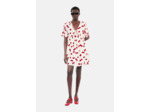 Robe courte avec imprimé cerise ecru red