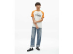 T-shirt manches courtes raglants a print ecru