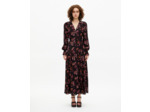 Robe longue imprimé fleuri en soie mélangée bordeaux black