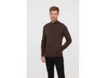 Gilet zippé en coton et laine recyclée, col cheminée avec print poitrine