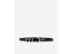 Ceinture fine en cuir effet crocodile noir black
