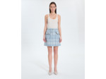 Jupe courte style tweed bleue