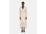 Robe courte imprimée en soie beige / red