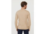 T-shirt basique col V manches longues en coton bio avec print poirtine