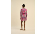 Robe courte ceinturée à motifs multicolores