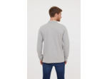 Polo basique manches longues en coton piqué bio, détail col et print poitrine