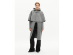 Manteau long en laine double face avec cape gris grey