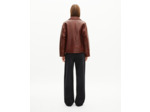Blouson coupe large en cuir marron brown