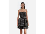 Robe courte bustier en jacquard noire black / silver