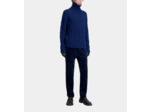 Pull col cheminee zippe et torsades royal blue - dark navy