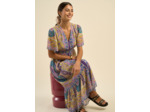 Robe longue décolleté V à motifs
