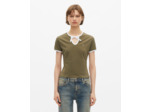 T-shirt kaki avec col goutte kaki