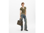 T-shirt kaki avec col goutte kaki