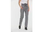 Pantalon fluide "paper bag" ceinturé carreaux, jambe droite légèrement évasée, taille medium