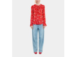 Chemise à imprimé fleuri avec volants red / white