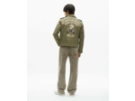 Blouson biker avec badge kaki