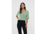 T-shirt basique manches courtes col V en viscose recyclée