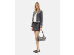 Veste en denim avec studs et perles grise black washed