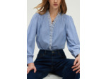 Chemise en popeline rayée à volants - CELINE