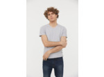 T-shirt basique col V manches courtes en coton bio avec print poirtine