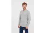 Polo basique manches longues en coton piqué bio, détail col et print poitrine