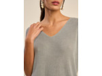Pull col V manches courtes avec détails fils lurex