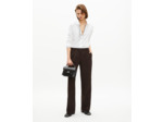Pantalon tailleur large en laine mélangée marron brown