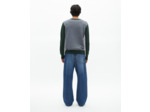 Pull avec contrastes de couleurs vert foncé grey / green