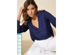 Blouse satiné à col tunisien
