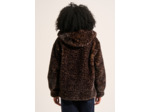 Manteau court en fausse fourrure léopard à capuche