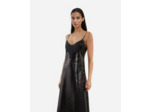 Robe nuisette longue à sequins noire black