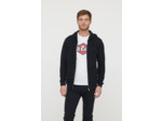 Hoodie zippé basique en coton bio gratté et print poitrine