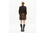 Jupe courte plissée en cuir marron brown