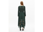 Robe longue plissée verte wood kaki