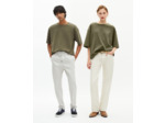 T-shirt mixte large uni kaki kaki