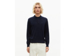 Pull col polo en laine mérinos marine bleu