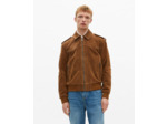 Blouson cuir a zip camel