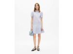 Robe chemise a manches courtes avec plisses blue white