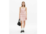 Robe courte a bretelles et elastiques lila