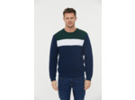 Pull col rond maille fantaisie «color block» avec boutonnage pression épaule